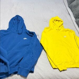 Nike Men's Vibrant Blue and Bright Yellow Hoodies